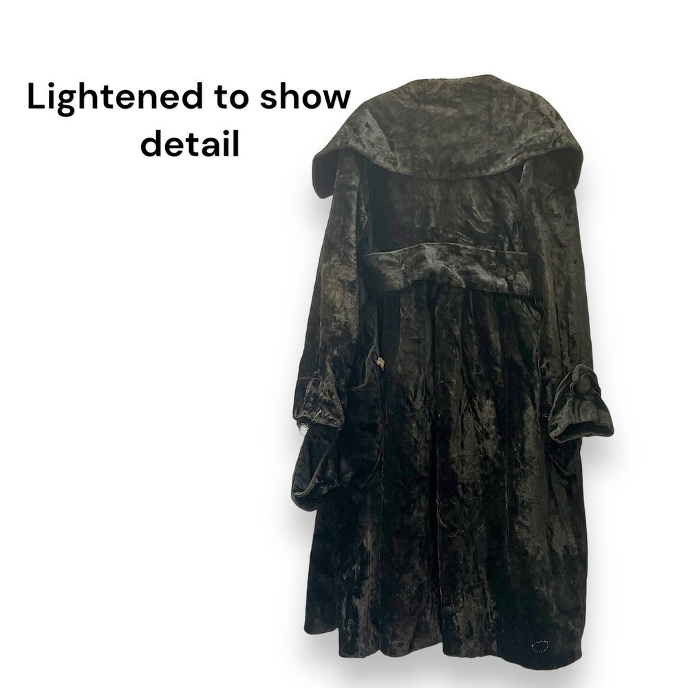 Rare 1920’s Flapper Jacket Black Velvet Plush Faux Fur Coat No Leather Art Deco - Picture 5 of 16